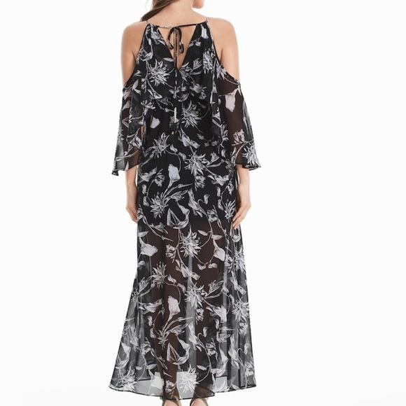☀️NWT WHBM COLD SHOULDER FLORAL MAXI DRESS - Picture 2 of 2
